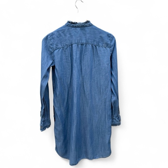 Ann Taylor Loft Chambray Shirt Dress with Ruffle Detail - Picture 3 of 9